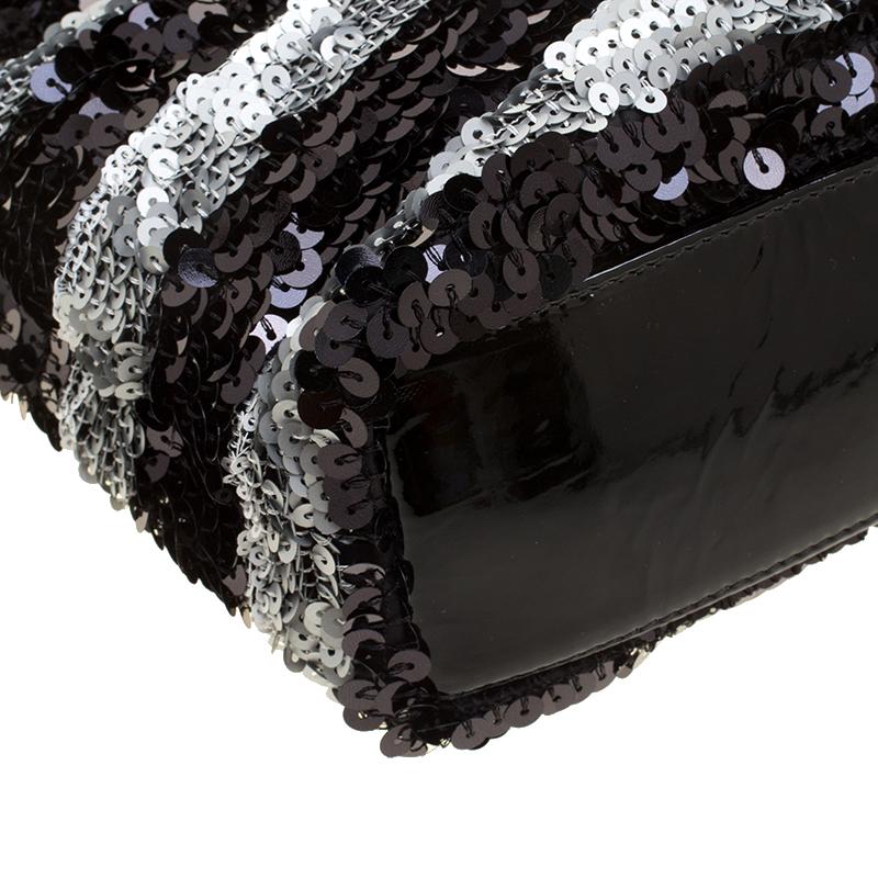 Chanel Black/Silver Stripe Sequins Reissue Shoulder Bag 8