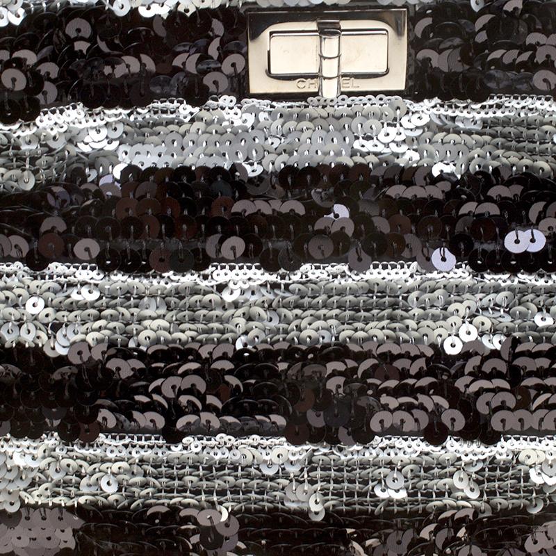 Chanel Black/Silver Stripe Sequins Reissue Shoulder Bag 5