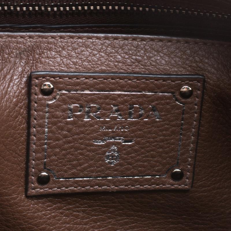 Prada Brown Vitello Phenix Leather Tote 5