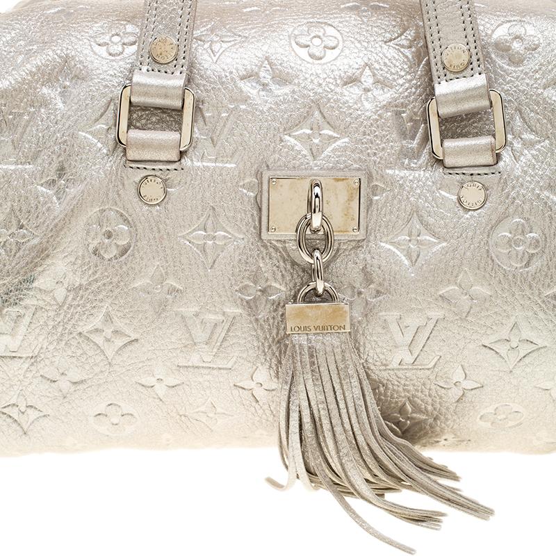 Beige Louis Vuitton Silver Monogram Limited Edition Shimmer Comete Bag
