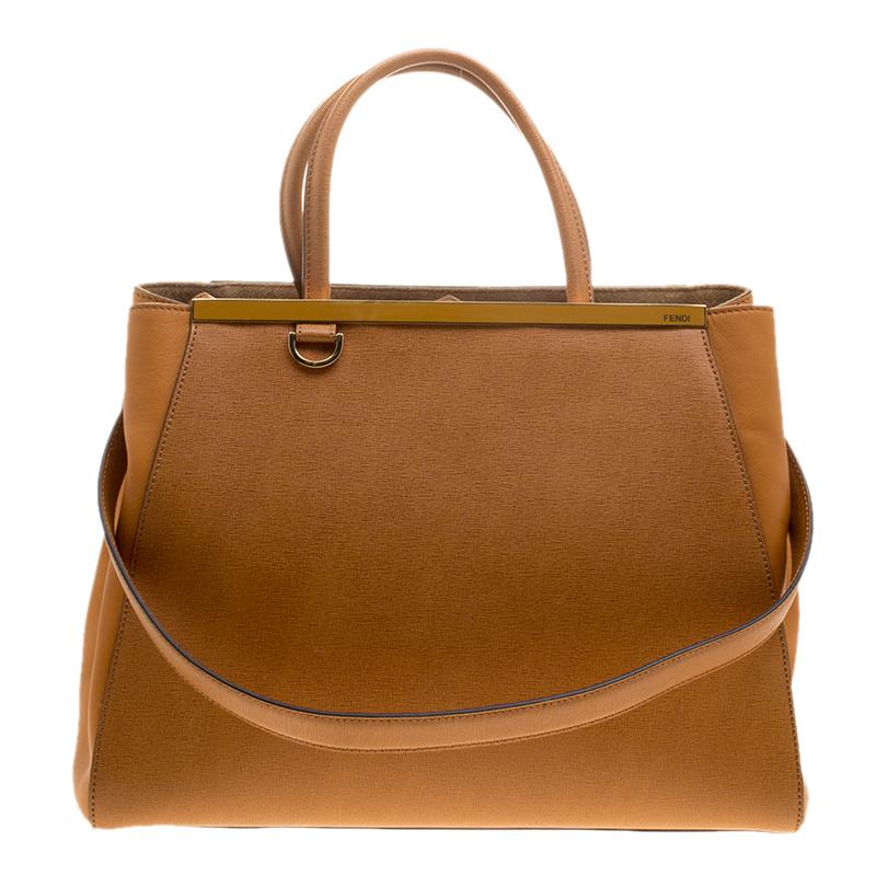 Fendi Mustard Yellow Saffiano Leather 2Jours Tote