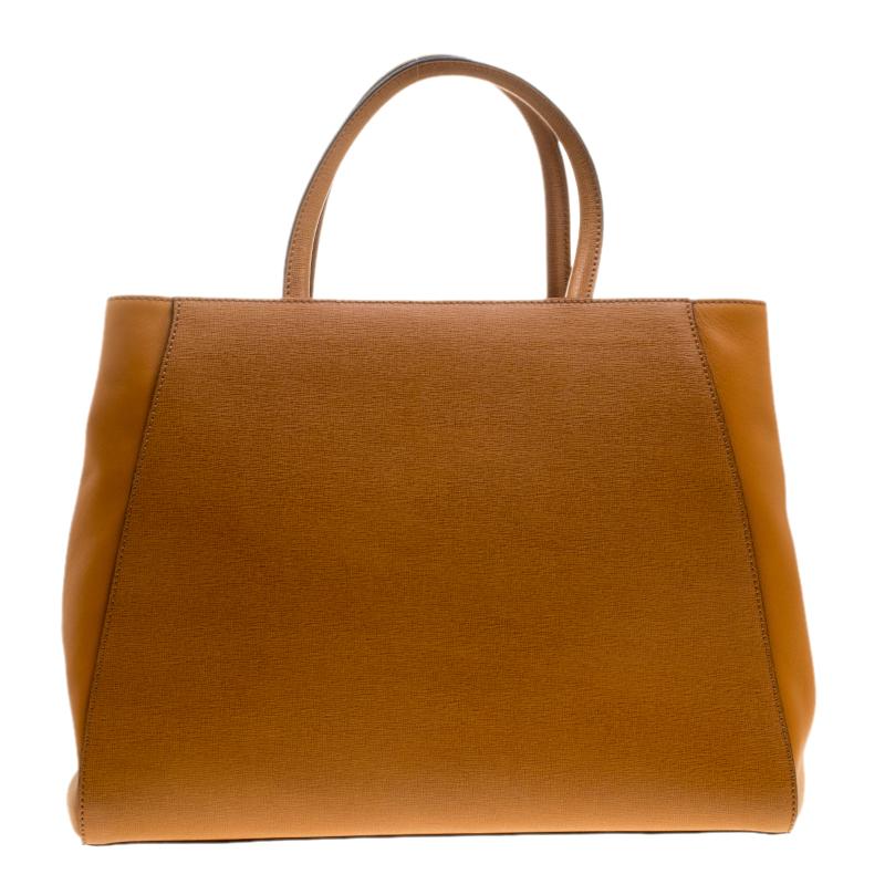 Fendi Mustard Yellow Saffiano Leather 2Jours Tote 5