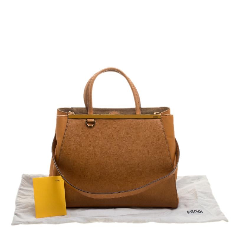 Fendi Mustard Yellow Saffiano Leather 2Jours Tote 7