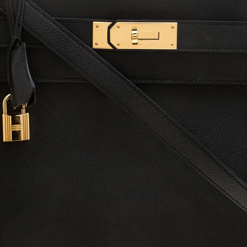 Hermes Black Epsom Leather Gold Hardware Kelly Sellier 40 Bag 1