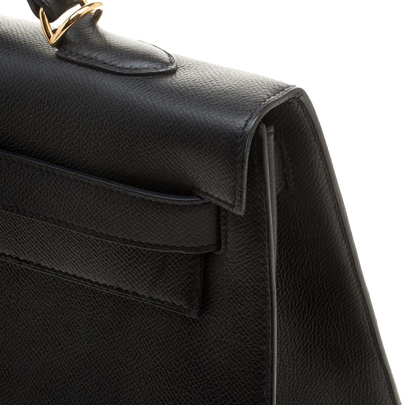 Hermes Black Epsom Leather Gold Hardware Kelly Sellier 40 Bag 6