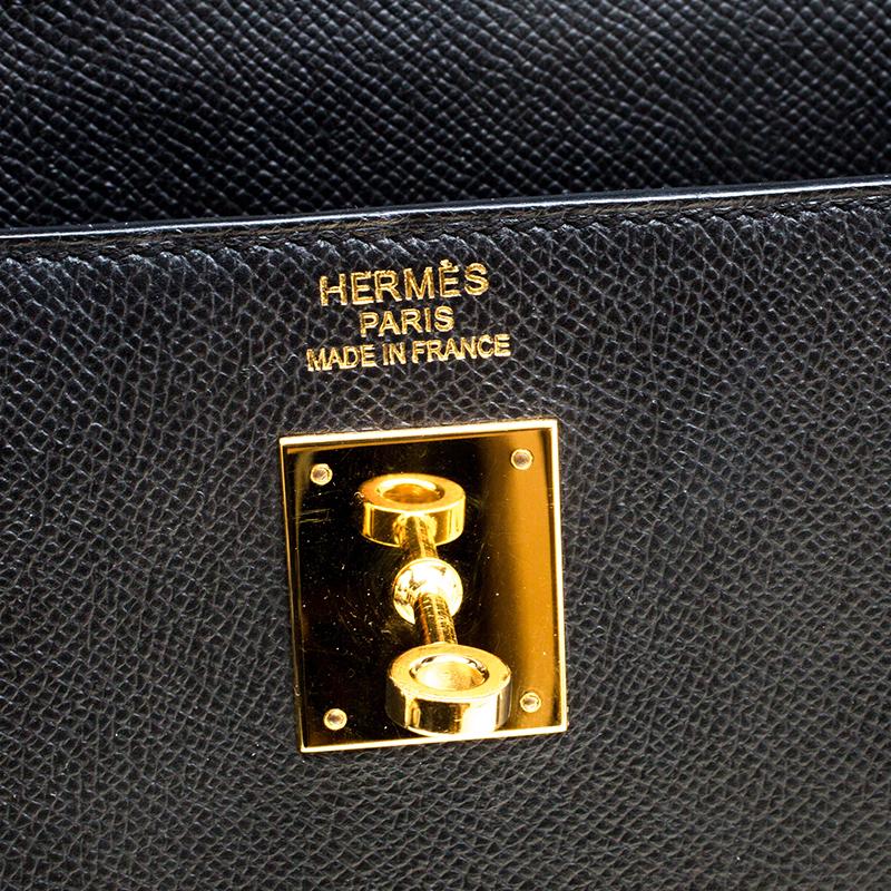 Hermes Black Epsom Leather Gold Hardware Kelly Sellier 40 Bag 4