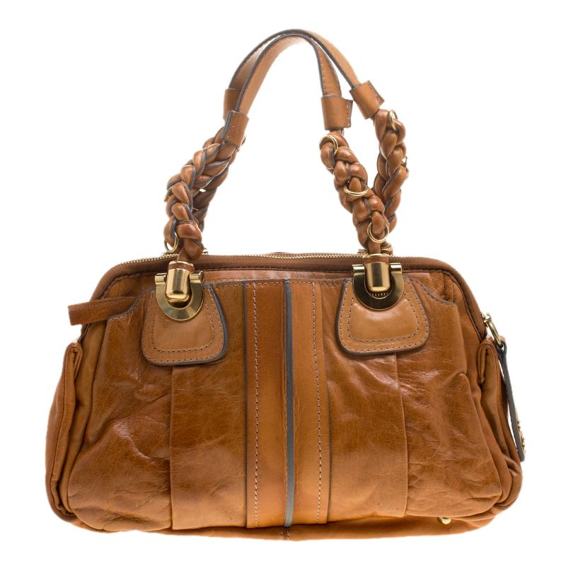 Chloe Cognac Leather Small Heloise Bag