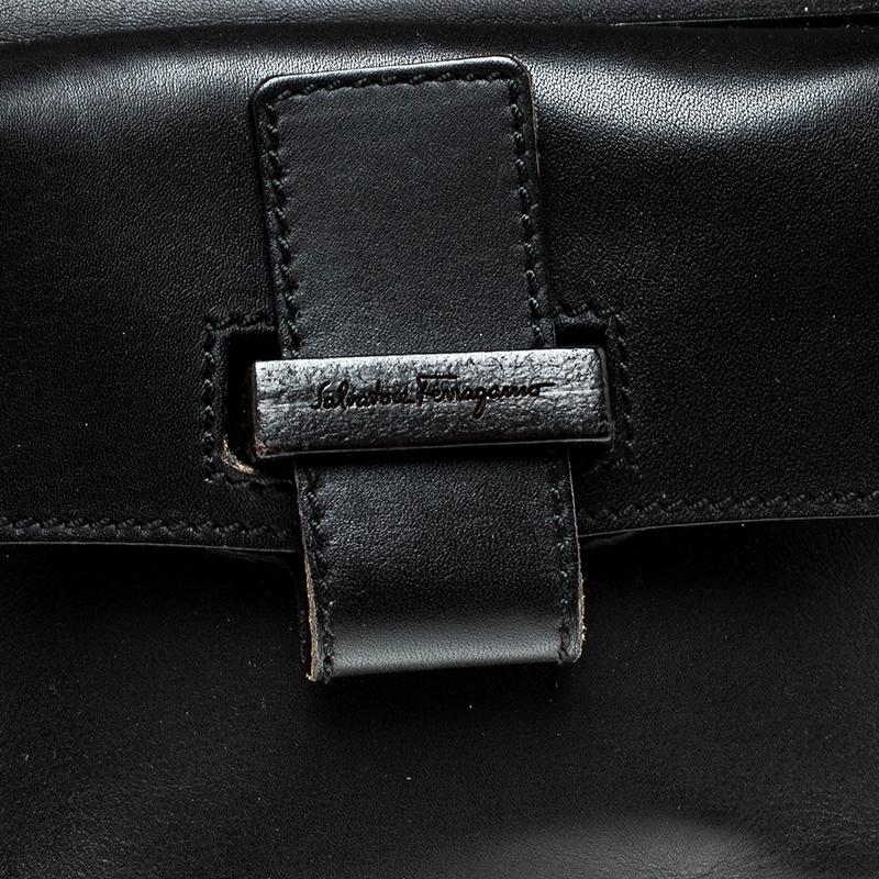 Salvatore Ferragamo Black Leather Frame Satchel 2