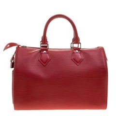 Used Louis Vuitton Rouge Epi Leather Speedy 25