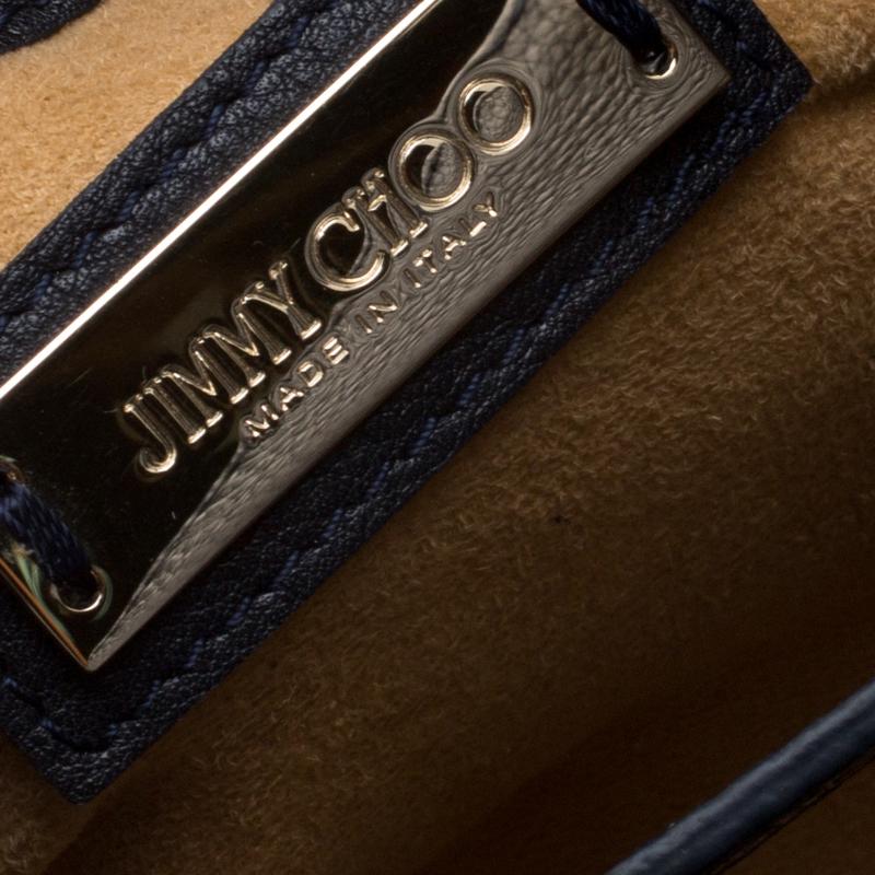Jimmy Choo Navy Blue Grainy Leather Rosalie Top Handle 1