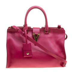 Saint Laurent Paris - Petit sac cabas Chyc en cuir rose vif