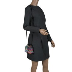 Fendi Multicolor Stripe Print Leather Micro Peekaboo Bag