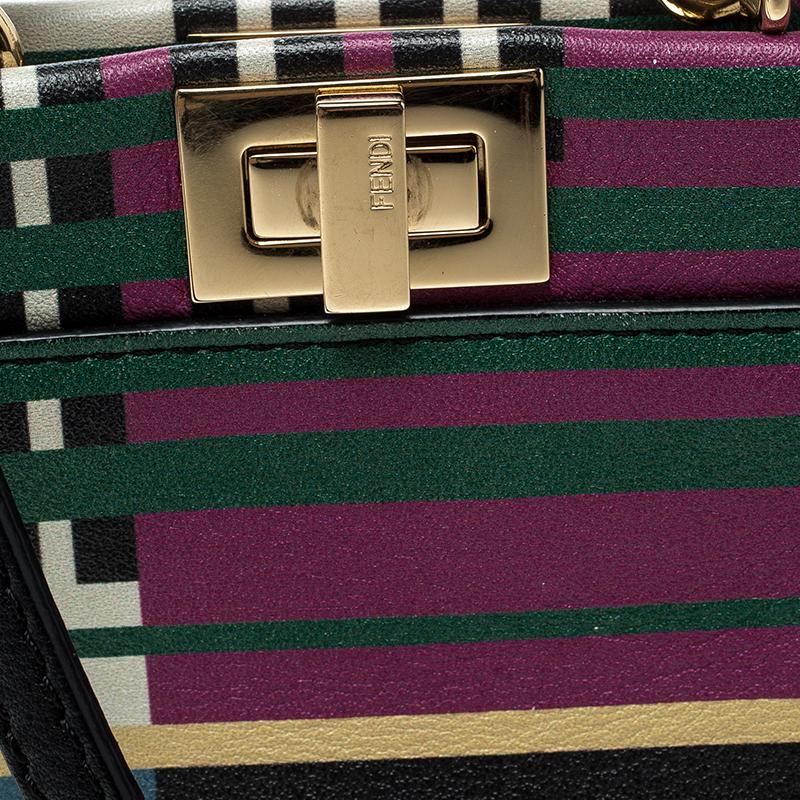 Fendi Multicolor Stripe Print Leather Micro Peekaboo Bag 2