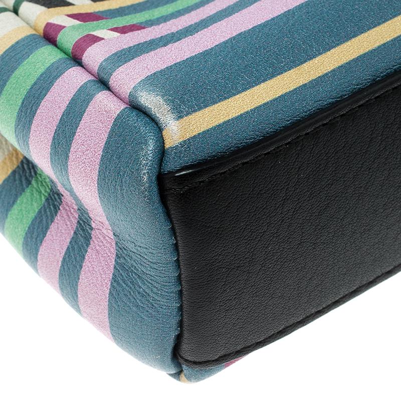 Fendi Multicolor Stripe Print Leather Micro Peekaboo Bag 3