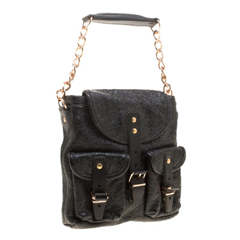 Women's Balenciaga Black Textured Leather Mini Sac Bag