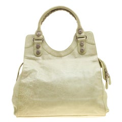 Balenciaga Mint Green Leather Giant Silver Hardware Folder Bag