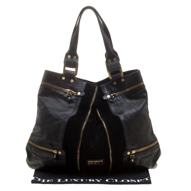 Jimmy Choo Black Leather/Suede Large Mona Tote 5