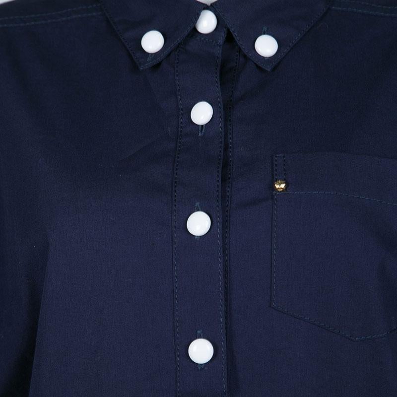Louis Vuitton Navy Blue Cotton Drop Waist Pleat Detail Short Sleeve Dress M In Good Condition In Dubai, Al Qouz 2