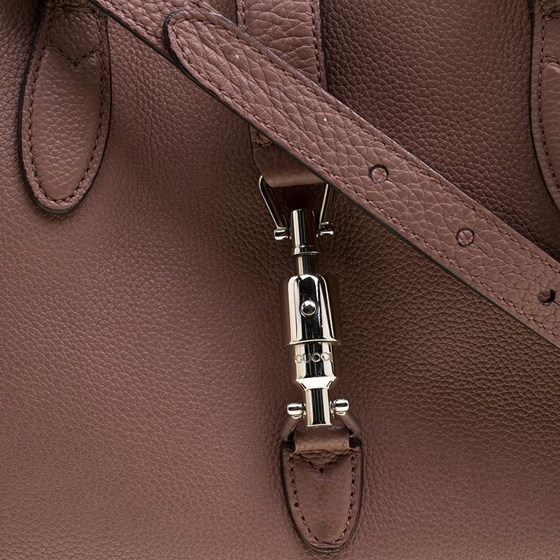 Gucci Dusty Pink Leather Jackie Tote In Good Condition In Dubai, Al Qouz 2