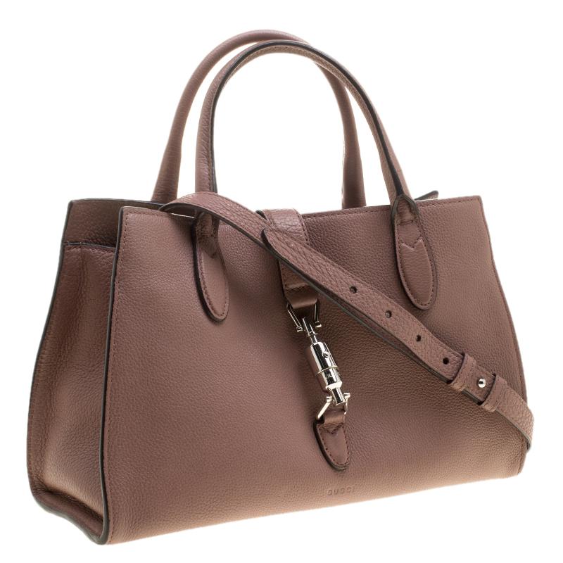 Brown Gucci Dusty Pink Leather Jackie Tote