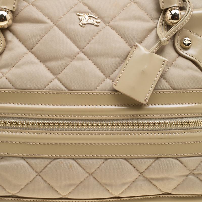 Burberry Beige Quilted Nylon and Leather Manor Satchel 3