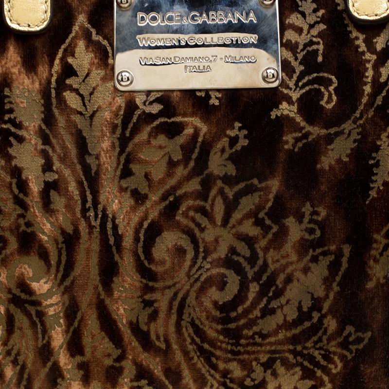 Dolce and Gabbana Brown/Gold Velvet Satchel 5