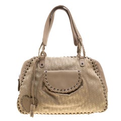 Dior Beige Diorissimo Canvas and Leather Satchel