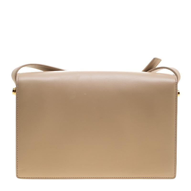 Saint Laurent Beige Leather Medium Lulu Shoulder Bag In Good Condition In Dubai, Al Qouz 2