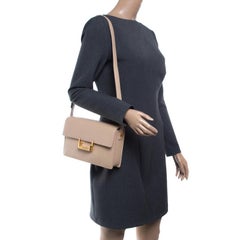 Saint Laurent Beige Leather Medium Lulu Shoulder Bag