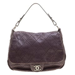 Chanel Purple Leather Wild Stitch Shoulder Bag