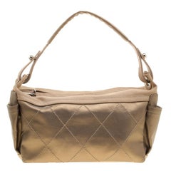 Chanel Gold Coated Canvas Wild Stitch Shoulder Bag