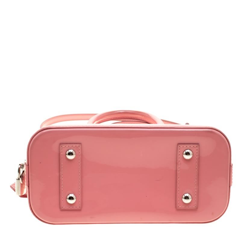 Women's Louis Vuitton Rose Litchi Monogram Vernis Alma BB Bag