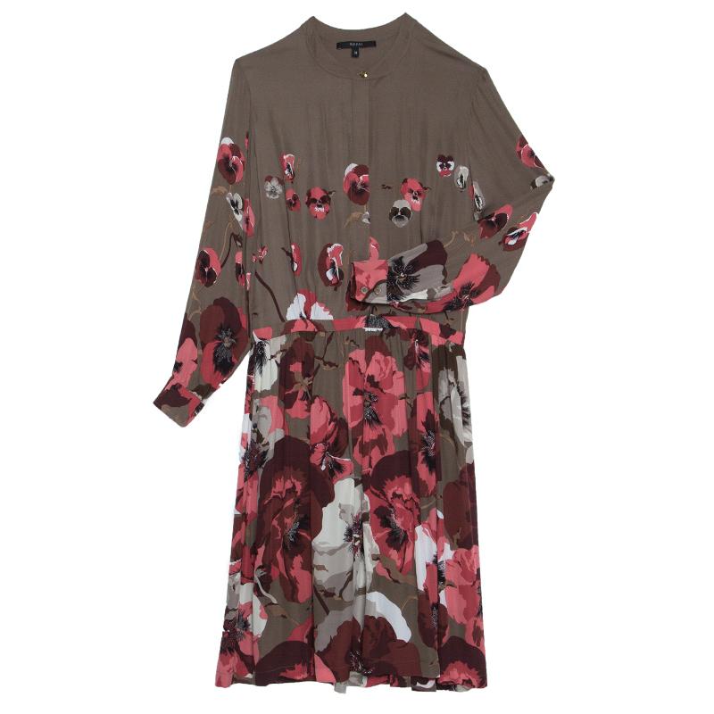Gucci Brown Floral Printed Long Sleeve Dress S
