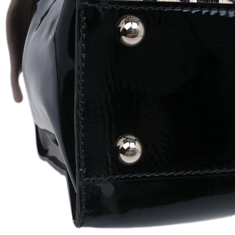 Valentino Black Leopard Print Raffia Patent Leather Aphrodite Bow Top Handle Bag 9