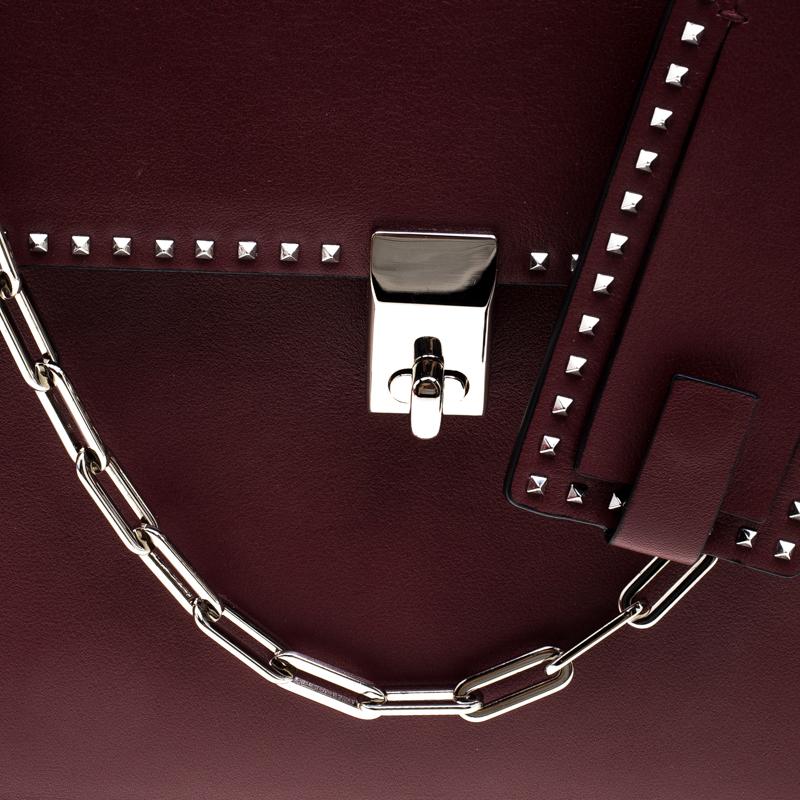 Valentino Burgundy Leather Studded Micro Rockstud Top handle Bag 2