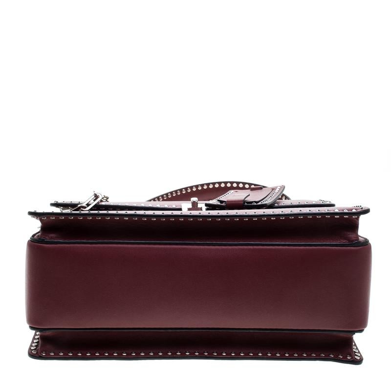 Valentino Burgundy Leather Studded Micro Rockstud Top handle Bag 3