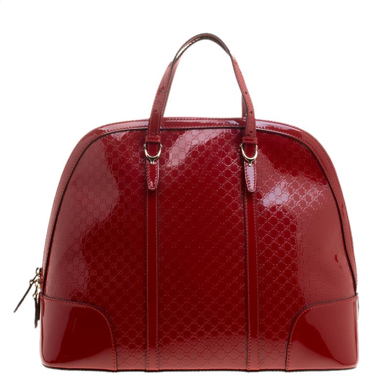Gucci Red Microguccissima Patent Leather Large Nice Top Handle Bag