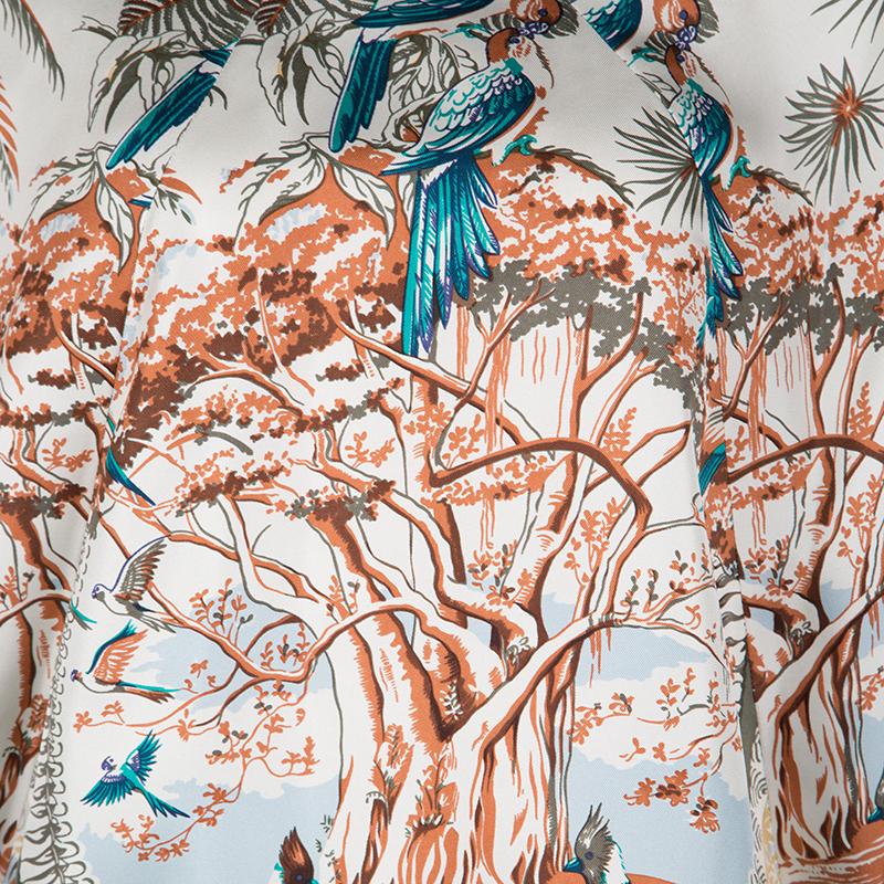 Hermes Aloha Print Raglan Sleeve Silk Tunic Dress S 1