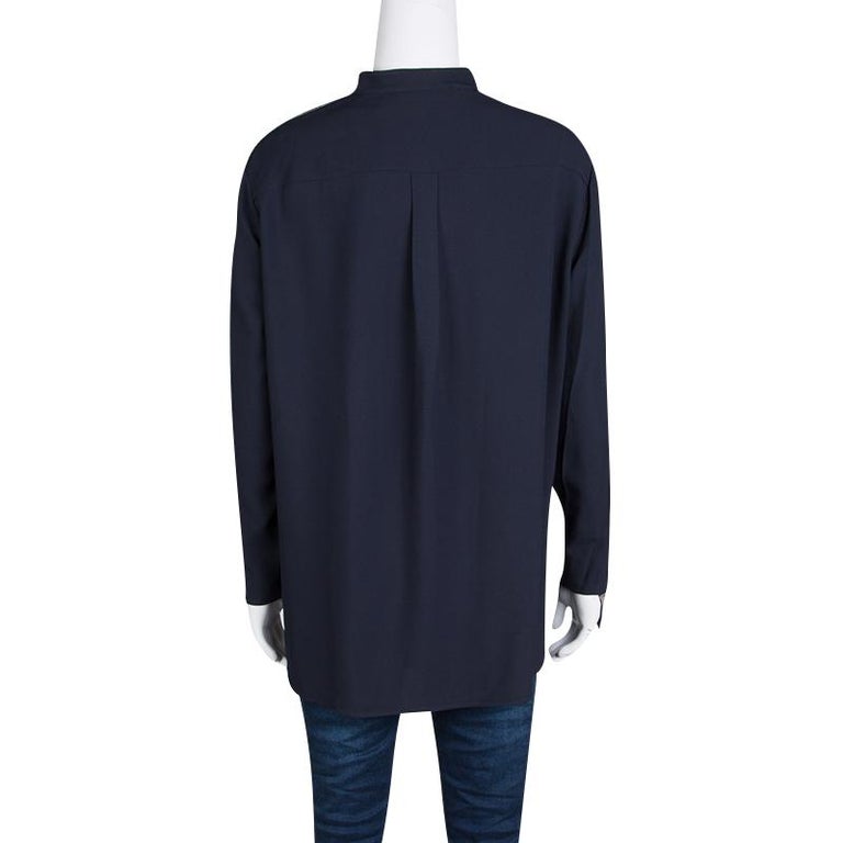 Chloe Navy Blue Arrow Embellished Sleeve Detail Blouse M For Sale at ...