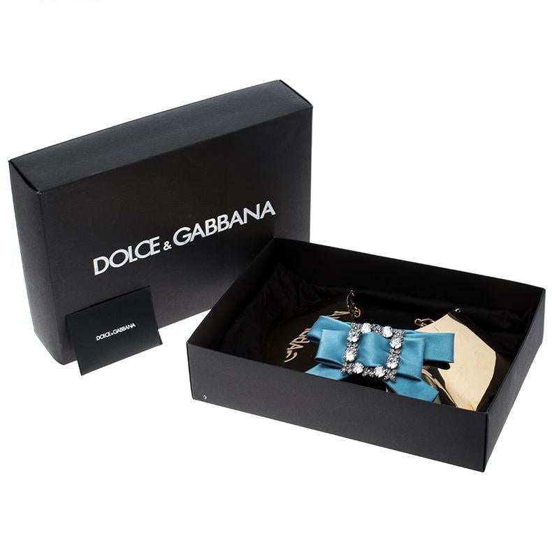 Dolce and Gabbana Blue Crystal Bow Gold Tone Collar Statement Necklace 2