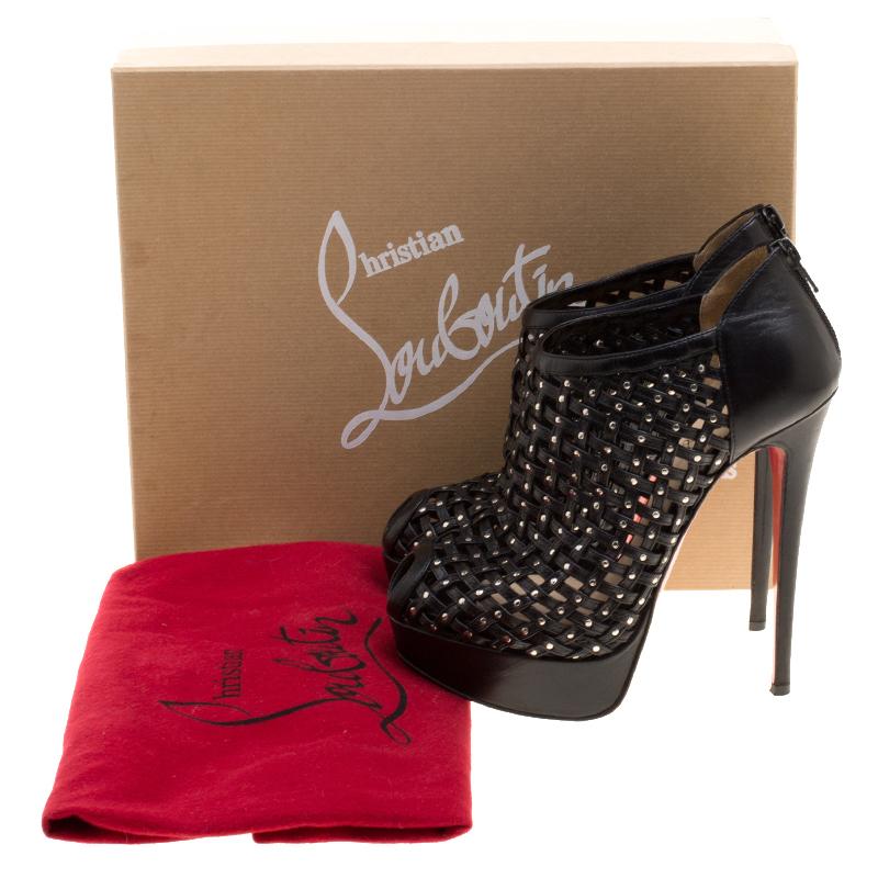 Christian Louboutin Black Leather Kasha Caged Booties Size 36.5 1