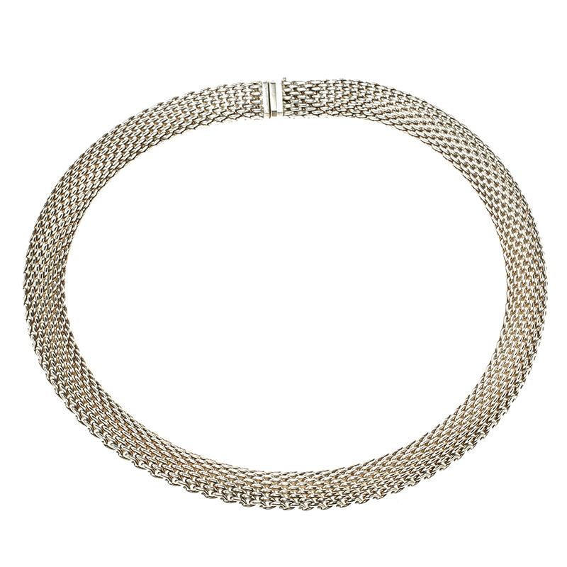 thick silver choker necklace