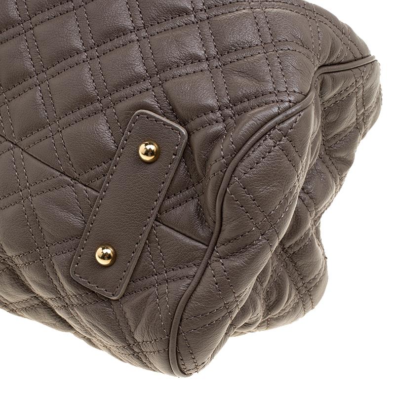 Women's Marc Jacobs Dark Beige Quilted Leather Stam Shoulder Bag