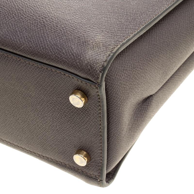 Giorgio Armani Grey Leather Borgonuovo Tote In Good Condition In Dubai, Al Qouz 2