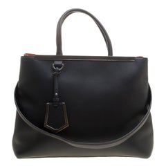 Fendi Dark Blue Leather 2Jours Tote