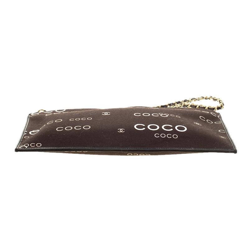 Chanel Black Fabric Coco Chain Pouch 1