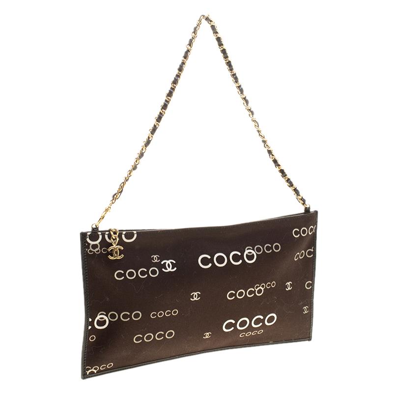 Chanel Black Fabric Coco Chain Pouch 2