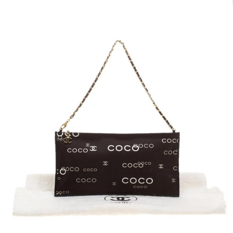 Chanel Black Fabric Coco Chain Pouch 6