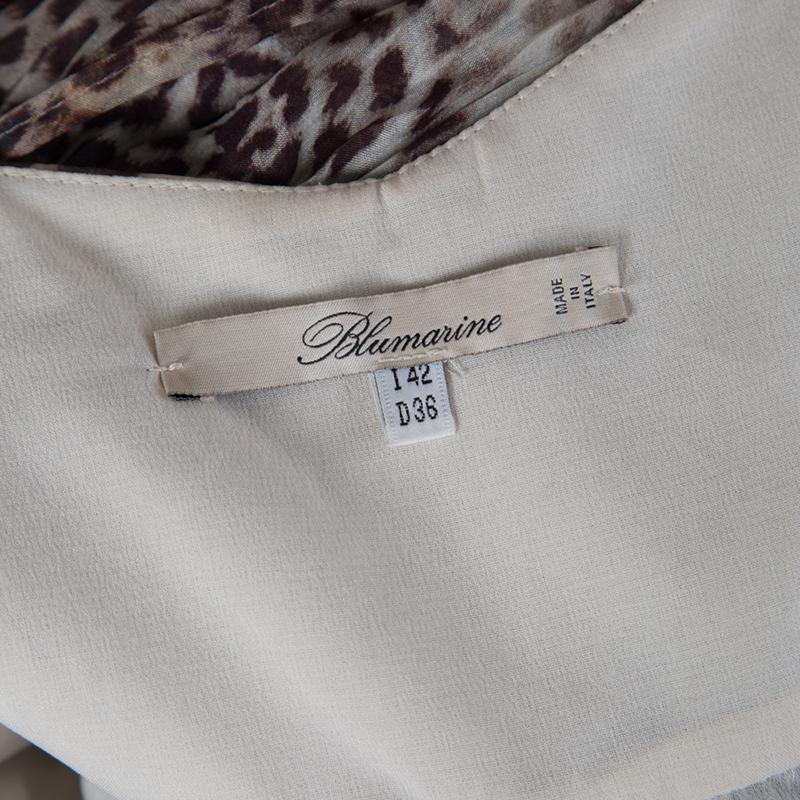 Blumarine Animal Printed Embellished Draped Silk Dress M In Good Condition In Dubai, Al Qouz 2