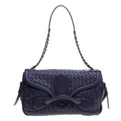 Bottega Veneta Purple Intrecciato Leather Medium Flap Shoulder Bag